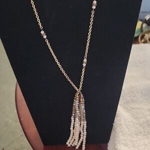 Elegant Gold and White Beaded Necklace